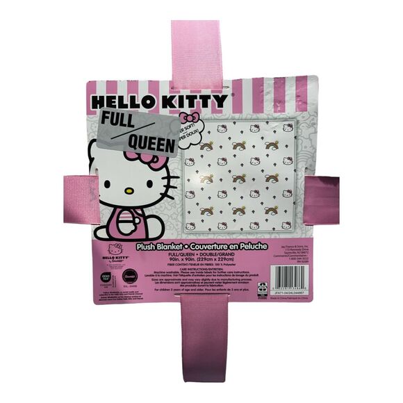 HELLO KITTY Rainbow Mushroom Full/Queen 90 x 90 White Throw Blanket New W tags - Picture 5 of 5